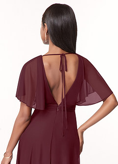Azazie Tinsley Brautjungfernkleider A-Linie Plissee Gittergewebe Kleid Cabernetrot image4