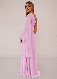 Barbie ♥ Azazie Brudtärnklänningar Klänning av A-Line i Chiffong Långärmad Godisrosa image2