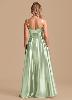 Azazie Lucienne Bridesmaid Dresses Dusty Sage A-Line Pleated Metallic Satin Dress image2