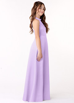 Azazie Laurel Junior Lilac A-Line Stretch Satin Dress image2