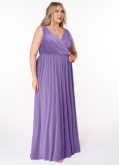 Azazie Tanicia Brautjungfernkleider A-Linie V-Hals Gefaltet Gittergewebe Kleid Tahiti image8