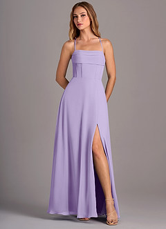 Azazie Carolyn Robes de demoiselle d'honneur Robe Trapèze en Mousseline de soie Plissée Lilas image5