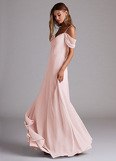Azazie Marley Bridesmaid Dresses Blushing Pink A-Line Off the Shoulder Chiffon Convertible Dress image3