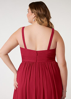 Azazie Chanel Brautjungfernkleider A-Linie Plissee Chiffon Kleid Scharlachrot image11