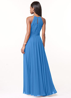 Azazie Cherish Bridesmaid Dresses Blue Jay A-Line Pleated Chiffon Dress image2