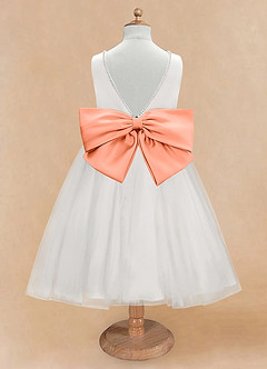 Azazie Seline Flower Girl Dresses Ivory Sunset A-Line Bow Tulle Dress image7