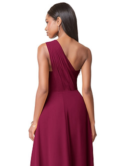 Azazie Ashley Bridesmaid Dresses Burgundy A-Line Ruched Chiffon Dress image3