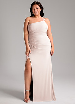 Azazie Eren Bridesmaid Dresses Rose Petal Sheath One Shoulder Chiffon Dress image10