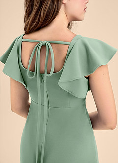 Azazie Bondi Junior Vestido de Matcha de Crepé elástico de Corte En A con Corte Lateral image5