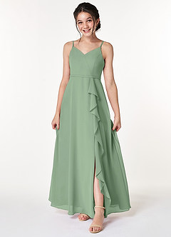 Azazie Naeem Junior Matcha A-Line Ruched Chiffon Dress image1