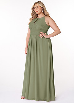 Azazie Bonnie Bridesmaid Dresses Pistachio A-Line Keyhole Ruched Chiffon Dress image8