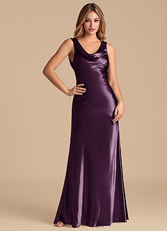 Azazie Rylina 신부 들러리 드레스 인어 메탈릭 새틴 바닥 길이 드레스 image3