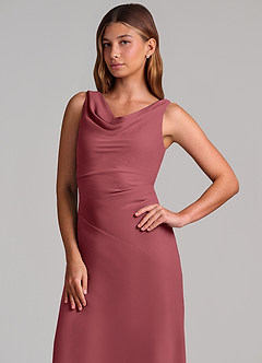 Azazie Nerine Brudtärnklänningar Klä av A-Linje i Chiffong Plisserad Merlot image6