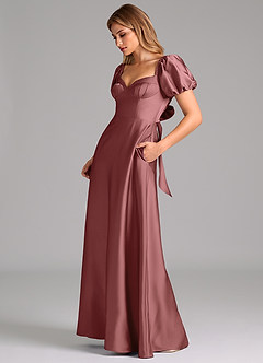 Azazie Fatima Suknie dla druhen Linia A Dekolt w kształcie serca Satyna elastyczna Do ziemi Sukienka image5