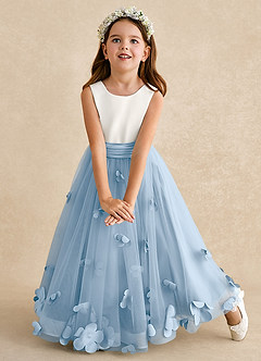 Azazie Vi Flower Girl Dresses Powder Blue A-Line Sleeveless Tulle Dress image6