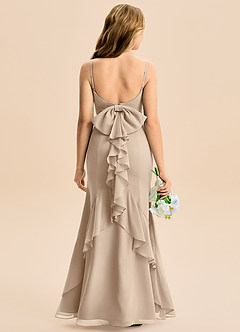 Azazie Lioren Junior Taupe Mermaid Bow Chiffon Dress image5