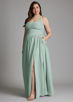Azazie Francis At-home Try On Dresses Agave A-Line Corset Chiffon Dress image10