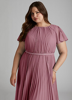 Azazie Kara Modest Bridesmaid Dresses A-Line Pleated Chiffon Floor-Length Dress image15