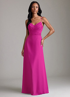 Azazie Kali Bridesmaid Dresses Fuchsia A-Line Pleated Chiffon Dress image1