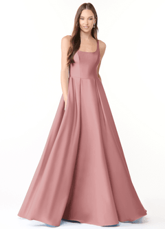 Azazie Neve Bridesmaid Dresses Dusty Rose Ball-Gown with Pockets Stretch Satin Dress image1