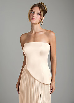 Azazie Tierney Bridesmaid Dresses White Alabaster A-Line Strapless Chiffon Convertible Dress image3