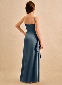 Azazie Cannoli Girls Formal Flower Girl Dresses Twilight A-Line Pleated Stretch Satin Dress image2