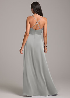 Azazie Naeem Robes de demoiselle d'honneur Robe Trapèze en Satin extensible Argent image6