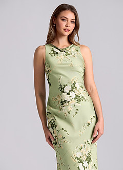 Azazie Allettie Brudtärnklänningar Klä av Sjöjungfru i Stretch Satin Blommiga Rankor image7