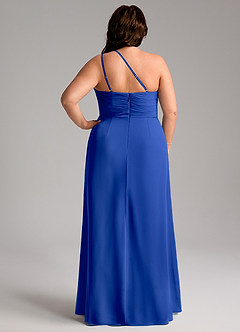 Azazie Eren Vestidos de madrinha de casamento Vestido Royal Blue de Chiffon de Bainha com Um ombro image9