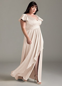 Azazie Omari Bridesmaid Dresses White Alabaster A-Line Stretch Satin Dress image10