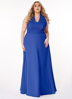 Azazie Fifi Jurken voor bruidsmeisjes Converteerbaar Jurk van Chiffon met A-Lijn Strapless Koningsblauw image12