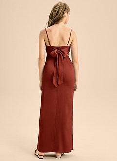 Azazie Mai Junior Terracotta A-Line Sweetheart Neckline Stretch Satin Dress image2