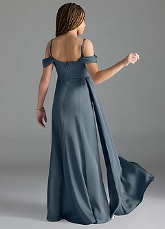 Azazie Amyra Junior Twilight Sheath Off the Shoulder Stretch Satin Dress image2