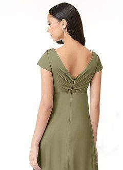 Azazie Allessia Maternity Bridesmaid Dresses A-Line Pleated Stretch Satin Floor-Length Dress image7