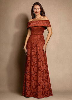 Azazie New Britain Moeder van de bruid jurken A-Lijn Jurk van Bloemen Burn-out Geplooid Kastanjebruin image4