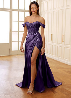Rowane Plum Corset Rhinestone Sheer Lace Prom Dress image6