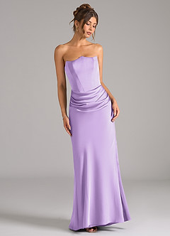 Azazie Debby Bridesmaid Dresses Lilac Mermaid Strapless Stretch Satin Convertible Dress image3