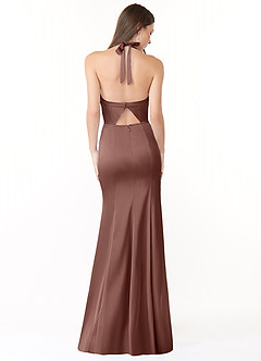 Azazie Emeria Robes de demoiselle d'honneur Robe Sirène en Satin extensible Plissée Expresso image3