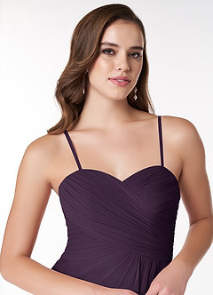 Azazie Arabella Allure Vestidos de damas de honor Vestido de Ciruela de Gasa de Corte en A Convertible con Escote de Corazón image14