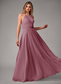 Azazie Amalia Bridesmaid Dresses Vintage Mauve A-Line Pleated Chiffon Dress image4