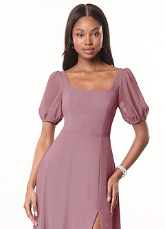 Azazie Alani Bridesmaid Dresses Vintage Mauve A-Line Square Neckline Chiffon Dress image5
