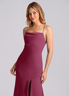 Azazie Grata Bridesmaid Dresses Mulberry Mermaid Pleated Chiffon Dress image7
