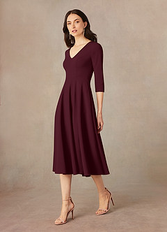 Azazie Nassif vestidos de madre de la novia Vestido de Cabernet de Crepé elástico de Corte En A image2