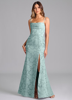 Azazie Saige Bridesmaid Dresses Mist A-Line Off the Shoulder Floral Burnout Convertible Dress image3