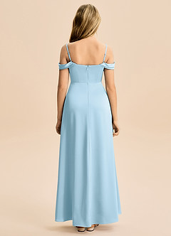 Azazie Lettie Junior A-Line Off-Shoulder Stræk satin Gulv-længde Junior brudepige Kjole image3