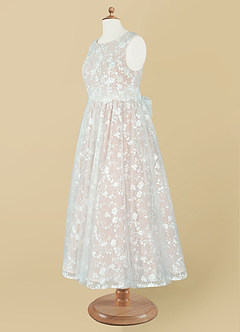 Azazie Darcey Flower Girl Dresses Diamond White Blushing Pink A-Line Lace Dress image10