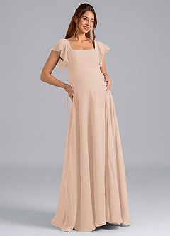 Azazie Bondi Maternity Bridesmaid Dresses A-Line Ruched Chiffon Floor-Length Dress image1