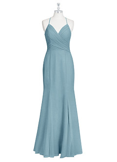 Azazie Carolina Abiti da Damigella Abito Sirena in Chiffon Increspato Blu Lunatico image6