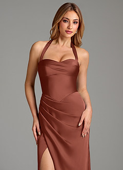 Azazie Serenity Robes de demoiselle d'honneur Robe Sirène en Satin extensible Encolure en Forme de Cœur Auburn image7