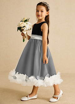 Azazie Stardust Flower Girl Dresses Black A-Line Sleeveless Organza Dress image3